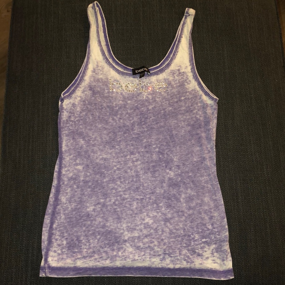BEBE, purple burnout tank, size L.